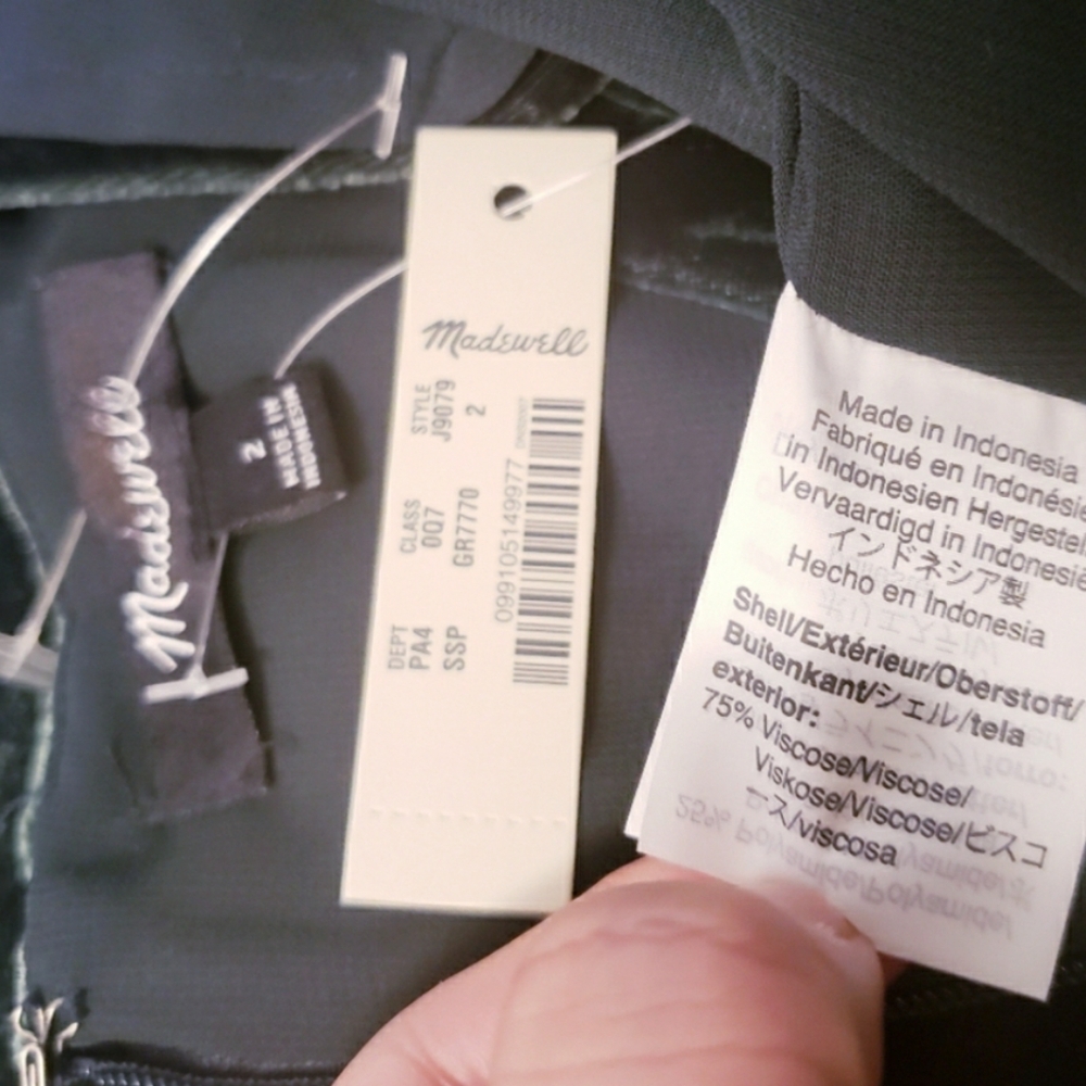 NWT MADEWELL Green Hunter Velvet V-neck Mini Dress - Picture 5 of 9